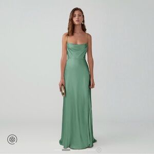 Fame and Partners Strappy Draped gown - sage green